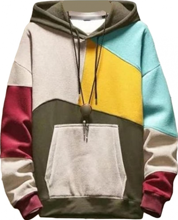 Hoodie dengan Warna Block yang Kontras